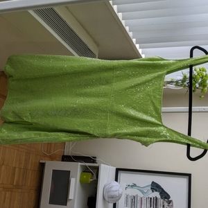 Club L Neon Lime sequin square neck dress